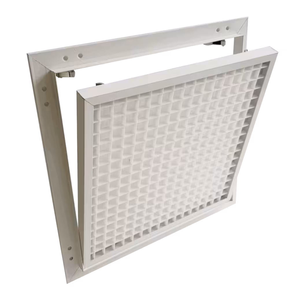 Revisionsklappe Tempo Eco Ventil mit Kunststoff-Lüftungsgitter für Trennwände und Schächte, 200×200 bis 600×600 mm