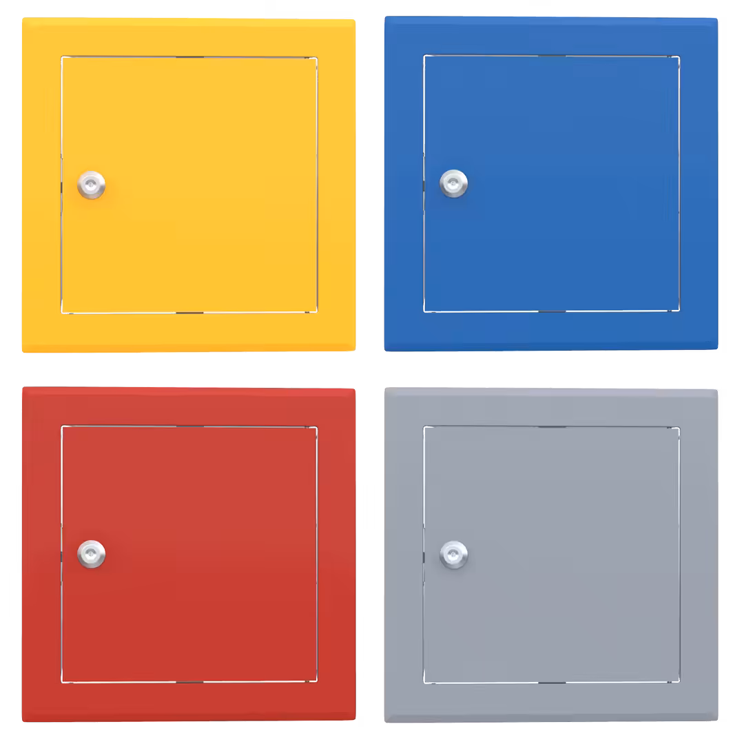 trappe-visite-metallique-coloree-tempo-softline-cle-cylindrique-01.png Revisionsklappe Tempo Softline farbig, Öffnung Zylinderschloss, in 14 RAL-Farben, 200×200 bis 800×800 mm